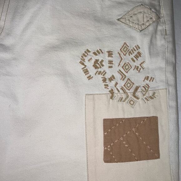 Lauren Ralph Lauren Women's Patchwork Relaxed Tapered Ankle Jeans Cream Size 16 - Picture 9 of 15